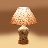 Devansh Conical Multi Cotton Shade Lamp With Wood & Mosaic Glass Base For Decoration/Office/Home/Gifting/Study For Decoration/Office/Home/Gifting/Study -(10X10X14.5) Inches -A