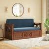 Bram 3 Seater Sofa Cum Bed in Honey Finish with Delft Blue Colour