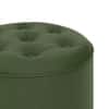 Rene Tuffed Pouffee In Mango Walnut Finish with Olive Leatherette Colour