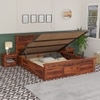 Madhavi Solid Wood King  Size Bed With Hydraulic Storage (Honey Oak Finish)
