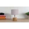 Maelee Grey Fabric Shade Table Lamp with Natural Wooden Base