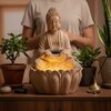 Beige Fiber Fegan Glass Lotus Buddha Indoor Water Fountain