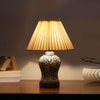 Devansh Off-White Cotton Straight Pleated Shade Lamp With Wood & Mosaic Glass Base For Decoration/Office/Home/Gifting/Study For Decoration/Office/Home/Gifting/Study