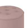 Rene Tuffed Pouffee In Mango Walnut Finish with Spanish Rose Leatherette Colour