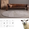 Handmade Round Wool Silk Rug Modern Wave Beige 10 Feet Carpet