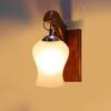 Devansh Solid Wood Electric Wall Light in Brown Colour with White Shade Count of 1 Light