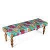 Cairo Sheesham Wood Mid Century Seater Bench Set With 2 Stools In Sea Green Fruit
