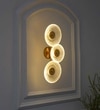 Axton Integrated 3 Light Led Wall Fitting In Brass Finish Metal With Frosted White Glass