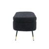 Doe Buck Luxury Boucle Storage Bench in Black Colour with Gold Tipped Legs