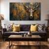 The Castle Decor Gold Teal Deer Wall Art Wooden Framed 27x48 Inch