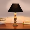 Devansh Black Cotton Table Lamp With  Wood Natural Base (10X18 Inches)-28