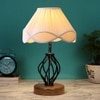 Evangeline Vintage off-white Shade Table lamp with Wood & Iron Base