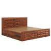 Diamond Box and Drawers Storage Queen Bed in Honey Finish
