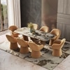 Paloma 8 Seater Spanish Ceramic Dining Table With 8 Selene Dining Chairs (Finish : Spanish Ceramic, Chair Colour : Mustard)