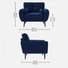 Faro Velvet 1 Seater Sofa in Navy Blue Colour