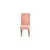 Rosslyn wood Dining Chair in Coral Pink Velvet Upholstery with TEAK FINISH