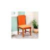 Rosslyn wood Dining Chair in Pumpkin Orange Velvet Upholstery with PINE FINISH
