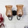 Devansh Metal Electric Wall Light in black Colour with Lavender Shade Count of 2 Lights