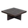Palladio Sheesham Wood Coffee Table With 4 Stools Set In Mahogany Finish & Multi Colour Israel Print Kantha Fabric Cushions