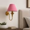 Devansh Metal Electric Wall Light in Antique Gold Colour with Pink Shade Count of 2 Lights
