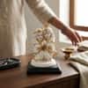 Devotional Eternal Radha Krishna Statue in White and Gold Colour