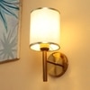 Eliante Cloth Shade Wall Lights Mild Steel & Glass Material Antique Gold & White Finish