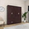 Housen Engineered Wood 4 Door Wardrobe in Walnut Finish