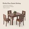 Fidora 4 Seater Dining Table With Set Of 4 Capra Dining Chairs (Finish- Teak, Colour- White)