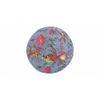 Roswell Sheesham Wood Mid Century Round Stool in Grey Brid Print Kantha Upholstery