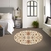 White Floral Round Wool Carpet