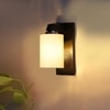 Devansh Solid Wood Electric Wall Light in Brown Colour with off-white Shade Count of 1 Light