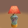 Devansh Conical  Pink Jute Shade  Lamp With  Wood & Mosaicglass Base For Decoration /Office/Home/Gifting/Study For Decoration /Office/Home/Gifting/Study -(10X10X14.5) Inches -