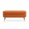 Doe Buck Luxury Boucle Storage Bench in Rust Colour with Gold Tipped Legs