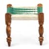 Hamilton Sheesham Wood Vintage 3 Seater Maachi Balcony Bench with 2 Stools in Green and White