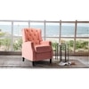 Louis Solid Wood One Seater Manual Recliner in Pink Colour