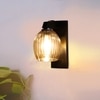 Devansh Solid Wood Electric Wall Light in Brown Colour with Lavender Shade Count of 1 Light