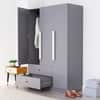 Hexa Red Wooden 3 Door Wardrobe with 2 Drawers and Hanging Space in Slate Grey Colour