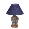 Devansh Conical Blue Jute Shade Lamp With Wood & Mosaic Glass Base For Decoration/Office/Home/Gifting/Study For Decoration/Office/Home/Gifting/Study -(10X10X14.5) Inches -A