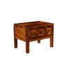 Square Solid Wood Box Bedside Table in Honey Finish