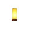 Amory Yellow Fabric Shade Table Lamp with Natural Wooden Base