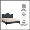 Solara Wave Luxe Queen Size Bed in velvet With Oak wood Frame & Hydraulic Storage