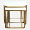 Metallive Square Metal Nesting Coffee Table Set Gold Finish White Porcelain Top Set Of 2