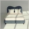 Elaris Curve Comfort Queen Size Bed in velvet With Engineer Wood Frame & Hydraulic Storage