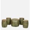 Vintage Hammered Metal Coffee Table with 4 Stools in Gold Finish Set of 5
