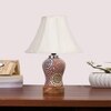 Devansh Off-White Cotton Shade Lamp With Wood & Mosaic Glass Base For Decoration/Office/Home/Gifting/Study For Decoration/Office/Home/Gifting/Study