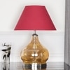 Ingram Glass and Metal Table Lamp With Maroon Cotton Shade