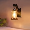 Devansh Solid Wood Electric Wall Light in Brown Colour with Lavender Shade Count of 1 Light