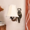 Devansh Gold Antique Wall Mounted Lamp With Off-White Cotton Shade