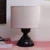 Raeburn White Natural Fiber Shade Table Lamp with Black Iron Base