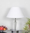 Viso Chrome Finish Metal And Clear Crystal Glass Table Lamp With White Cotton Shade